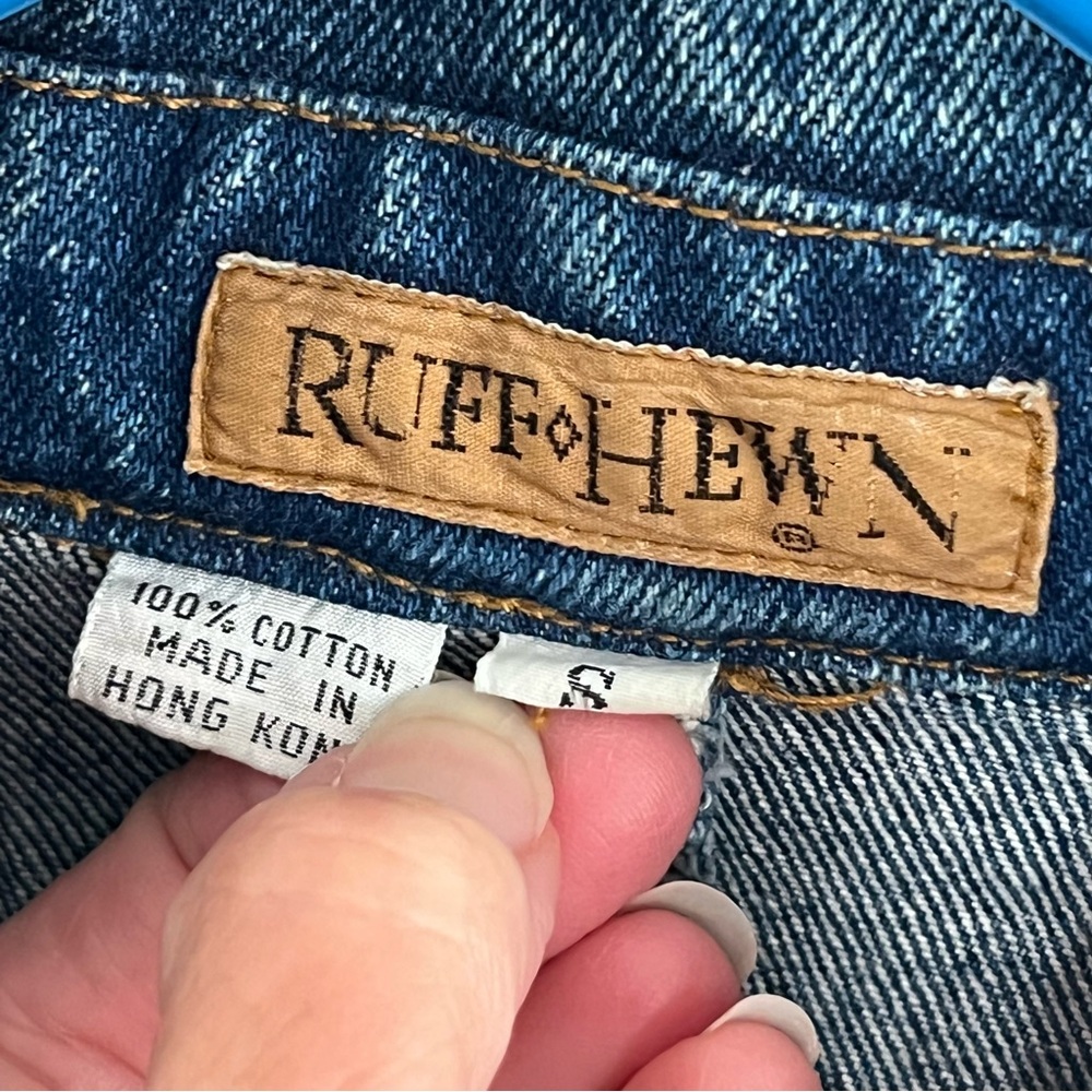 Hand Painted Vintage Ruff Hewn Denim Jean Jacket Southwest Aztec Desert Cactus S - Picture 6 of 16
